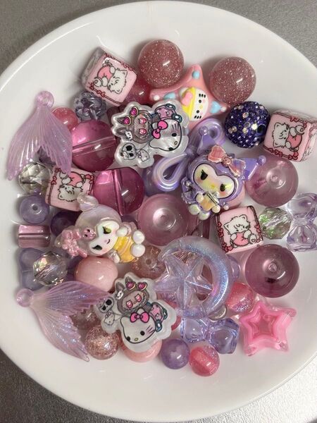 ガラスビーズ・アクリルビーズ・手書きビーズ ミックス 150ml