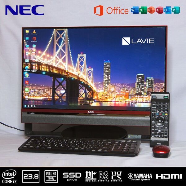 NEC 一体型PC LAVIE 23.8型/フルHD/i7/SSD/Office/テレビ