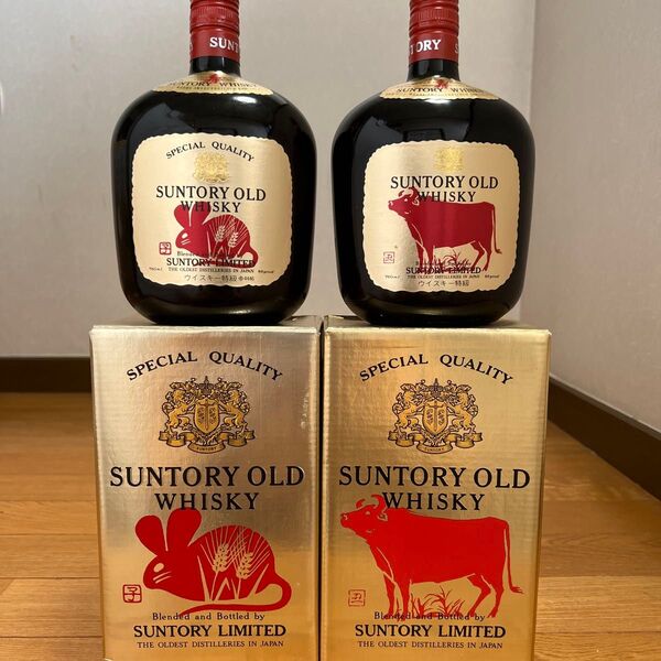 特級表記【古酒・未開栓】サントリーオールド干支ラベル(子歳)(丑歳)43度 760ml 箱付き