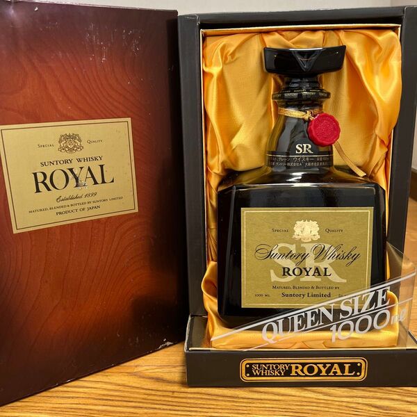 【古酒・未開栓】SUNTORY ROYAL QUEEN SIZEサントリー・ローヤルSR★金枠向獅子ラベル 43度1000ml箱付