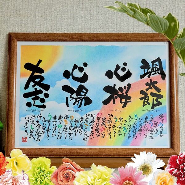 お名前で ポエム 作ります 筆文字 アート 感謝 ~オーダー受付中~