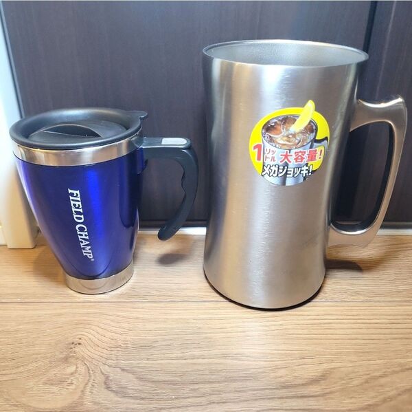 新品 FIELD CHAMP ステンレス タンブラー 大容量 1L 2個セット メガジョッキ 冷たい