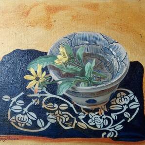 BT-0007 オリジナル 「草花」作家 辻川充彦 油彩画 F6 額装無 送料無料