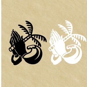 Pray the wave サーフィン/波/SUP/アウトドアカッティングステッカー 2枚組