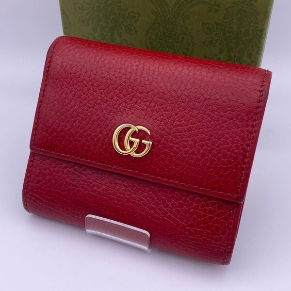 GUCCI 546584 GGマーモント 三つ折り財布 赤 レッド