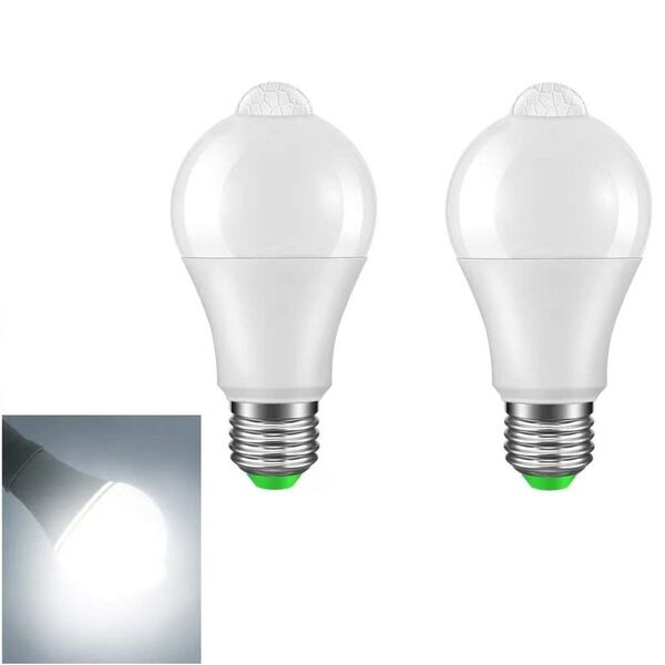 9w LED電球 明暗センサー 人感センサー E26口金 電球色 省エネ ホワイト 2個 高輝度 LEDライト センサーライト
