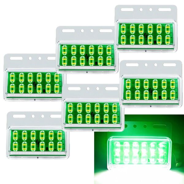 12V 24V LEDサイドマーカー 角マーカーランプ 車幅灯 角型 路肩灯 トラック 緑 グリーン アップルグリーン