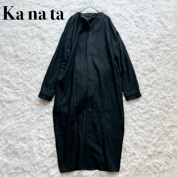 Ka na taカナタ kuma CL shirt コットンリネンロングシャツ