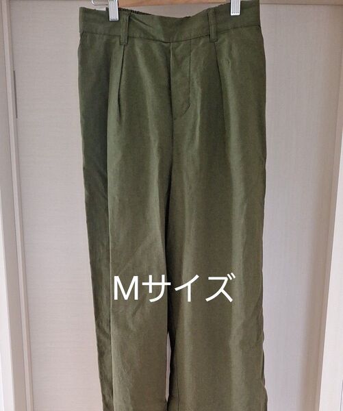 ※ワイドパンツワイドストレートパンツリラックスパンツイージーパンツ スタジオクリップMサイズ 春夏 カーキ シンプルナチュラル