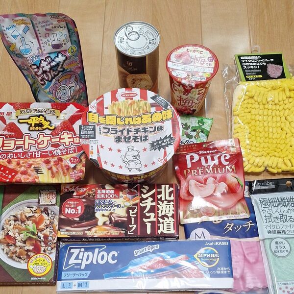 食品まとめ 詰め合わせ お菓子 掃除道具セット13点保存食