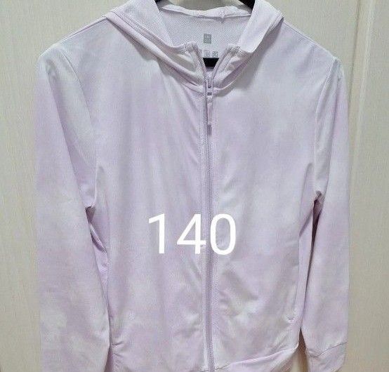 エアリズムUVカットメッシュパーカー ライトパープル マーブル柄 140ユニクロUNIQLO