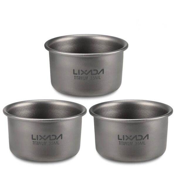 LIXADA チタン製ミニカップ3個セット 収納袋付き