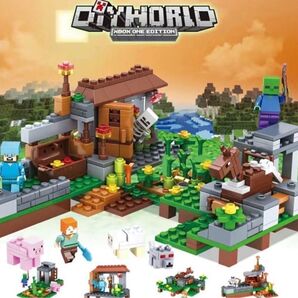 レゴ互換 マインクラフト マイクラ 森の洞窟村 4in1 ミニフィグ8体