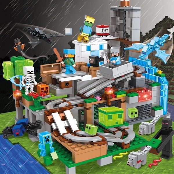 レゴ互換 マインクラフト マイクラ 山の洞窟 鉱山探検セット ミニフィグ 大量