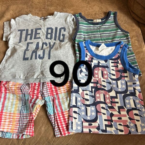 90 タンクトップ 子供服 Tシャツ トップス 男の子 短パン 保育園 まとめ売り 500円 ④