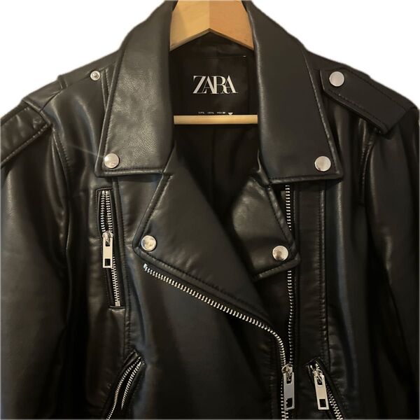ZARA フェイクレザーライダースジャケット