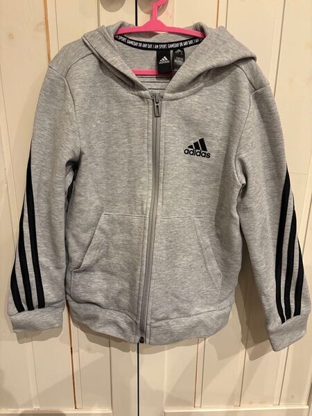 アディダス adidas ジップアップ パーカー スウェット グレー フーディー