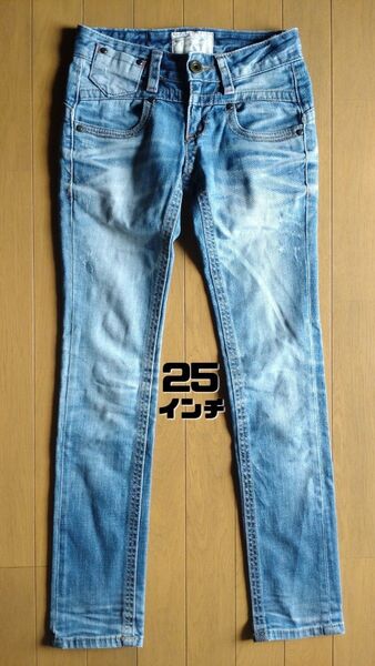 LOLITA JEANS ロリータジーンズ S3P ダメージスキニー デニムパンツ ブルー 25インチ