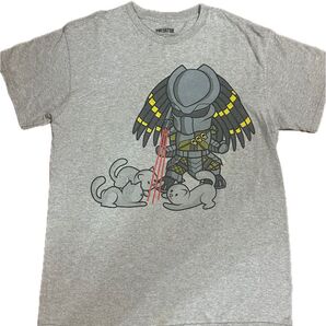 PREDATOR プリントTシャツ グレー ネコ 古着
