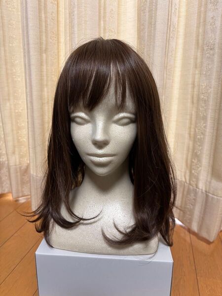 フルウィッグ ゆるふわミディアム マロンブラウン 自然な栗色