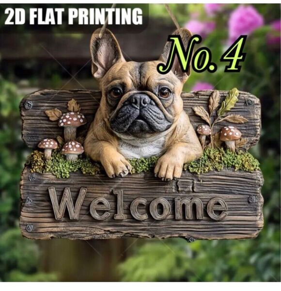 No.4 パグ Welcomeボード 木製 インテリア雑貨