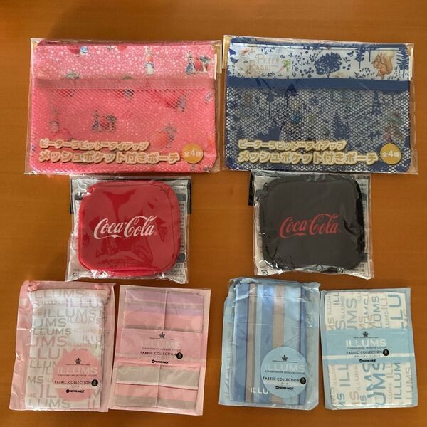 ピーターラビット ポーチ /コカ・コーラ ミニポーチ/ PEPSI.NEX×ILLUMS ポーチ&ポケットティッシュケース 8個