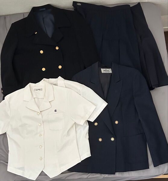 女子高校生 制服 6点セット ブレザー ジャケット 半袖シャツ2枚 スカート 夏用 冬用 1枚づつ Pコート