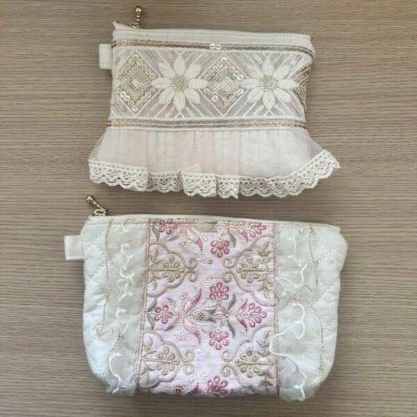 ★売り切りSALE★ハンドメイド インド刺繍ポーチ セット
