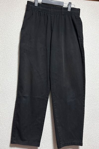 (お値引きいたしました)メンズパンツ GUシェフパンツ 黒 ブラック XL 綿ポリ ウエストゴム入り