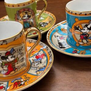 貴重 稀レトロミッキーマウス デミダスコーヒーカップとソーサー 3客セット デミタス ミッキーマウス ソーサー カップ ディズニー