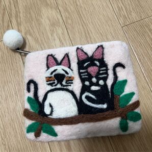 ネパール ハンドメイド 羊毛フェルト ポーチ