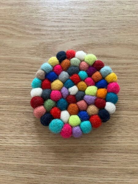 ネパール 羊毛フェルト コースター カラフル ハンドメイド