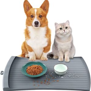 NAYAHOSE ペット 食事マット 犬 猫 ペットマット シリコン 給餌マット 犬用 猫砂マット トイレトレーマット グレー