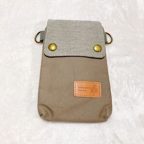 ORIJIRI ミニポシェット ガジェットポーチ ミニポーチ ショルダー スマホポーチ スマホバッグ 斜め掛け 小物入れ ベージュ