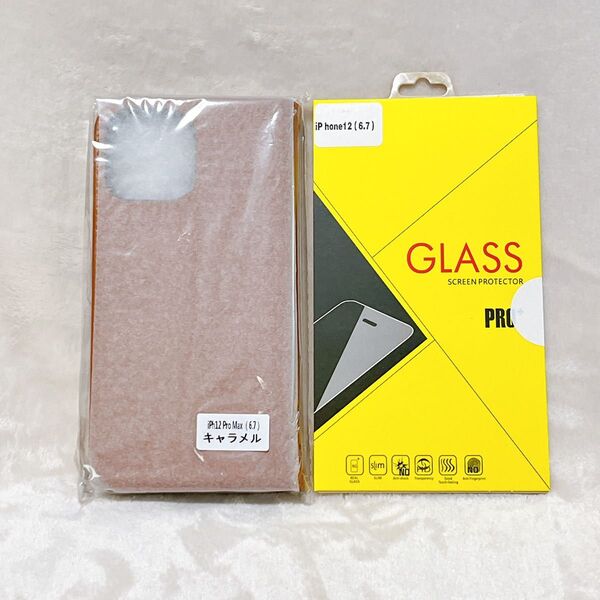 steady advance 最高級 本革 iPhone12 Pro max 手帳型 ケース 強化 ガラスフィルム セット