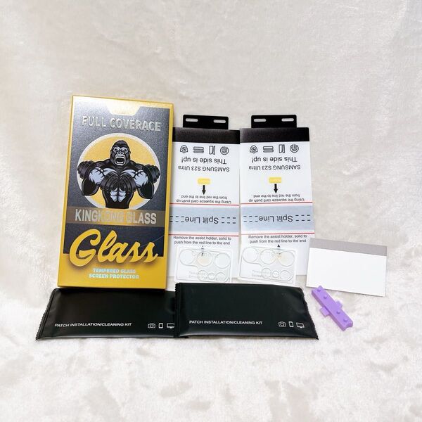 【4枚セット】For Galaxy S23 Ultra フィルム(2枚) + カメラフィルム(2枚) 保護フィルム ガイド枠