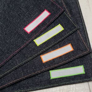 デニム調ランチョンマット4p/ネオンカラー/サイズオーダー可/シンプル/