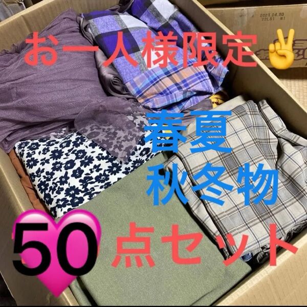 【大容量】レディース50点セット まとめ売り 超大容量 転売 超お買い得 大人気 オールシーズン サイズ様々 トップスボトムス