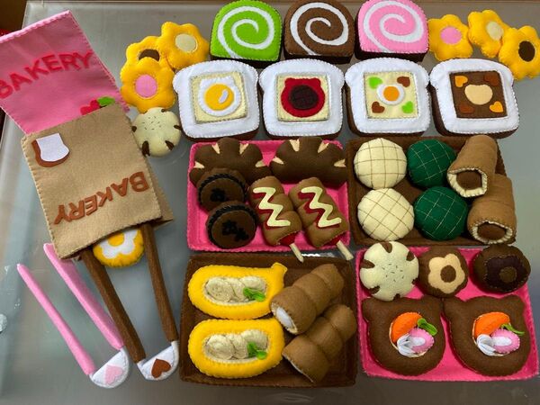 フェルト ままごと パン屋さんセット 大容量 お店屋さんごっこ ハンドメイド フェルトままごと