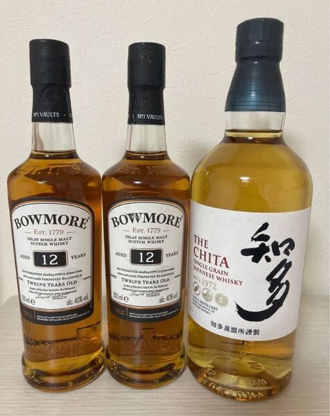 ボウモアBOWMORE 12年 350ml 2本 知多 700ml 1本
