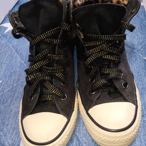 コンパースCONVERSE ハイカットスニーカー レオパード柄ボア ブラック