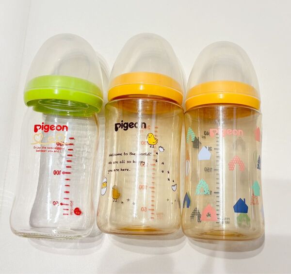 pigeon 哺乳瓶 240ml 150ml 消毒済 プラスチック セット売り
