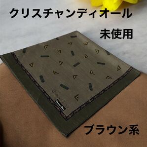 未使用 クリスチャンディオール ハンカチ ブラウン