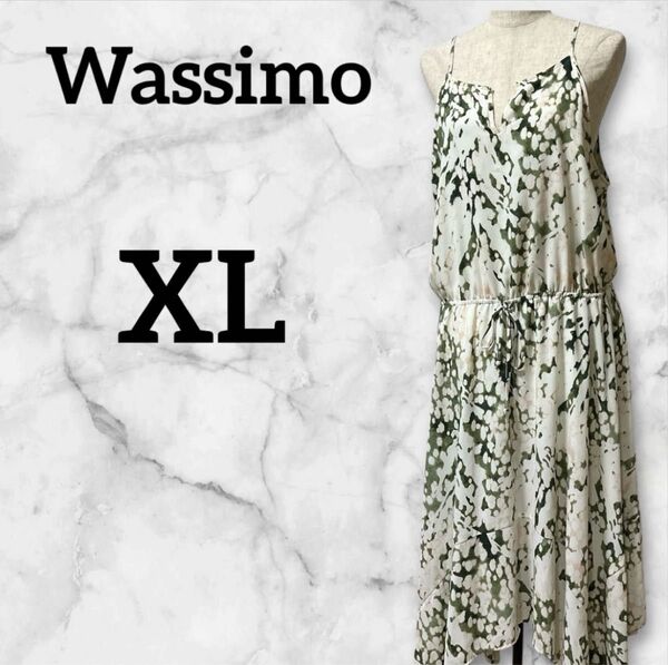 美品 Wassimo 【XL】スリーブレス迷彩柄ワンピース ロングワンピース マキシ丈 ノースリーブ 春夏 ワンピース ロング