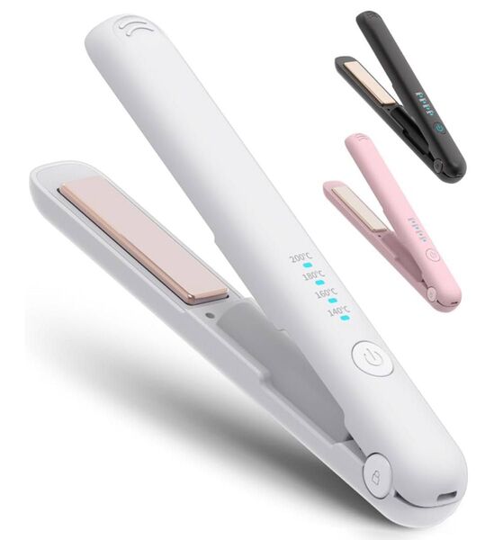 ヘアアイロン コードレス 2WAY カール ストレート 温度調整 自動電源OFF 誤起動防止 持ち運び便利 男女兼用 ホワイト