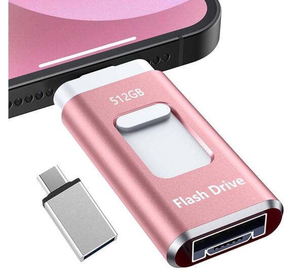 【専用アプリ不要 アルバム整理簡単】USBメモリ 4in1 512GB 外付けメモリ 高速USB3.0 タイプC iPhone