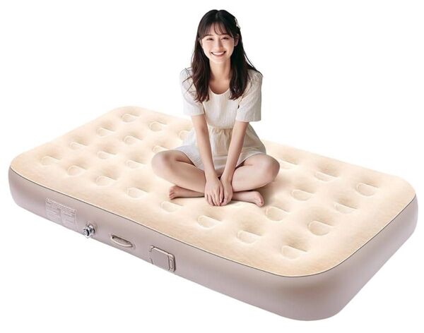 エアマット 耐荷重200kg 枕付き エアーマットレス シングル エアーベッド アウトドア 厚さ25cm 防水 収納袋付き