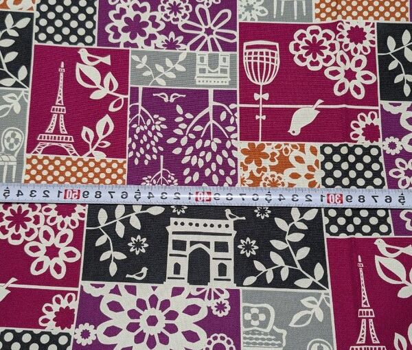 ●切り絵風●エッフェル塔●凱旋門PARIS●●オックス●マゼンタ系●1m●延長可