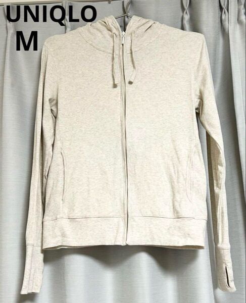 ユニクロ UNIQLO レディース フルジップ パーカー ベージュ 指穴付き M