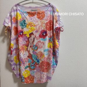 TUMORI CHISATO ツモリチサト 半袖 Tシャツ 人魚 花柄 総柄 リボン サイズ2 チュニック